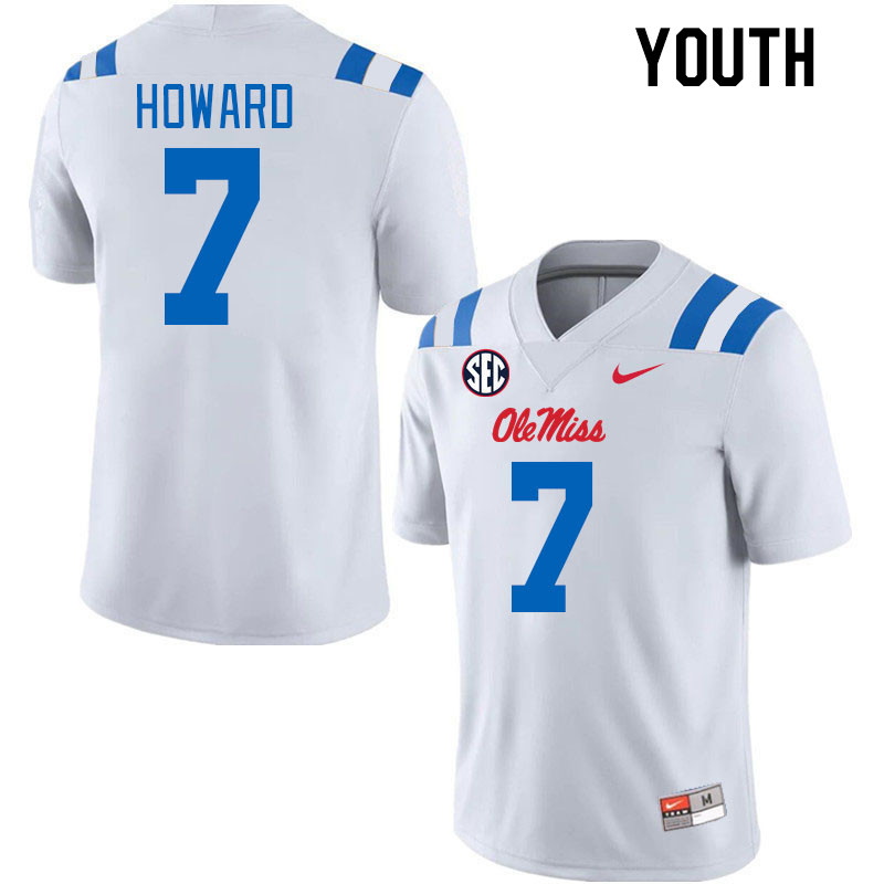 Youth #7 Walker Howard Ole Miss Rebels 2024 New Uniforms College Football Jerseys Stitched-White